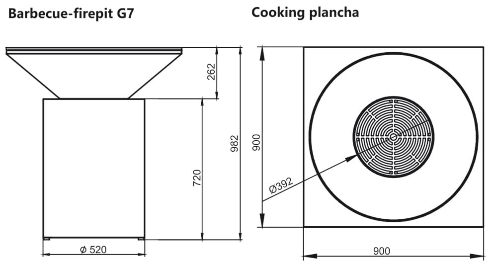 Feuerstelle G7 Corten in versch. Ausführungen – Bild 6