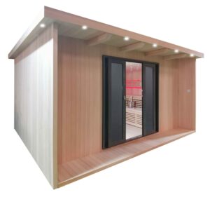 Gartensauna mit Bio-Kaminofen im Top-Design 4500mm x 3800mm