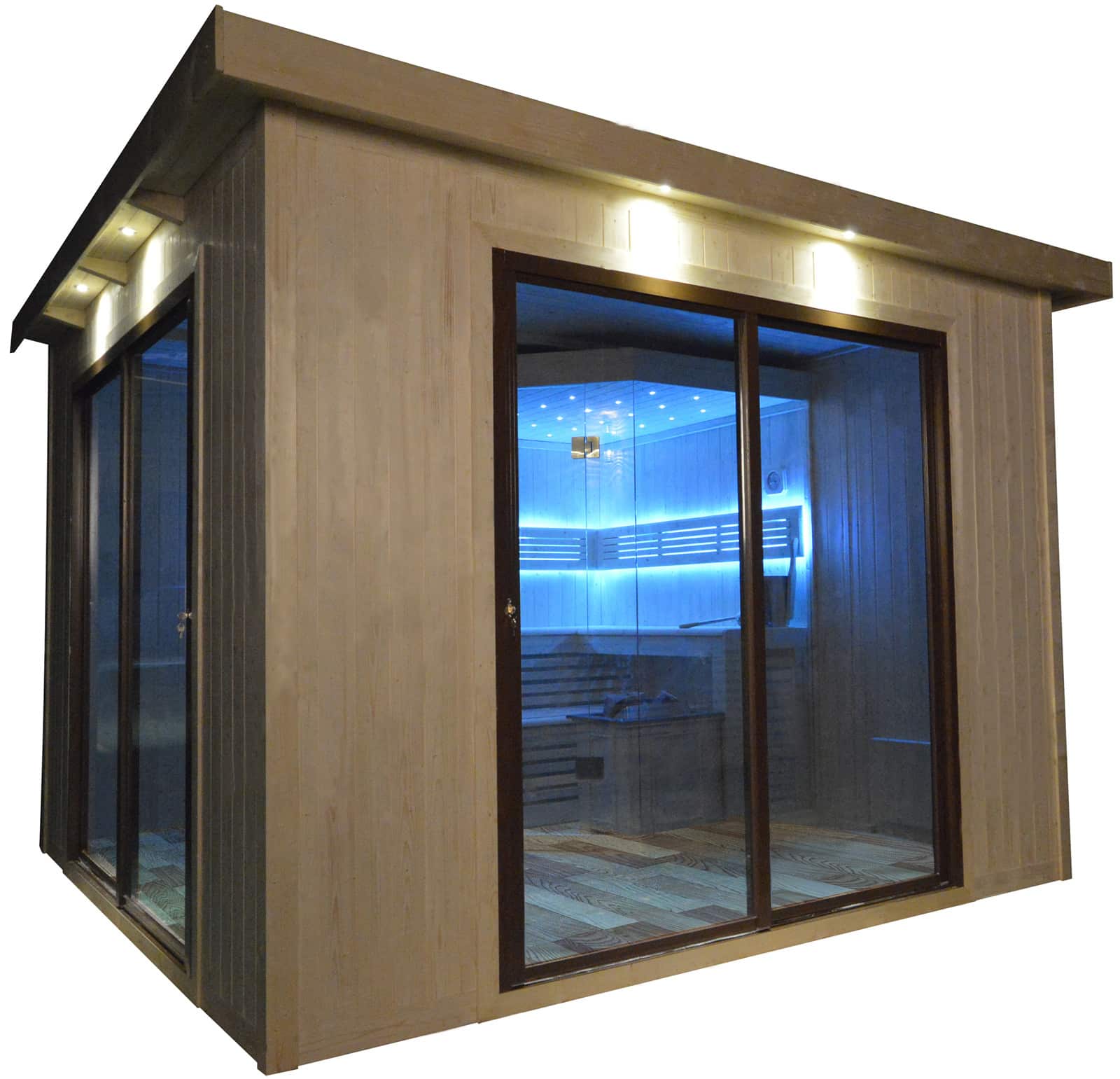 Gartensauna mit Bio-Kaminofen im Top-Design 3300mm x 3300mm