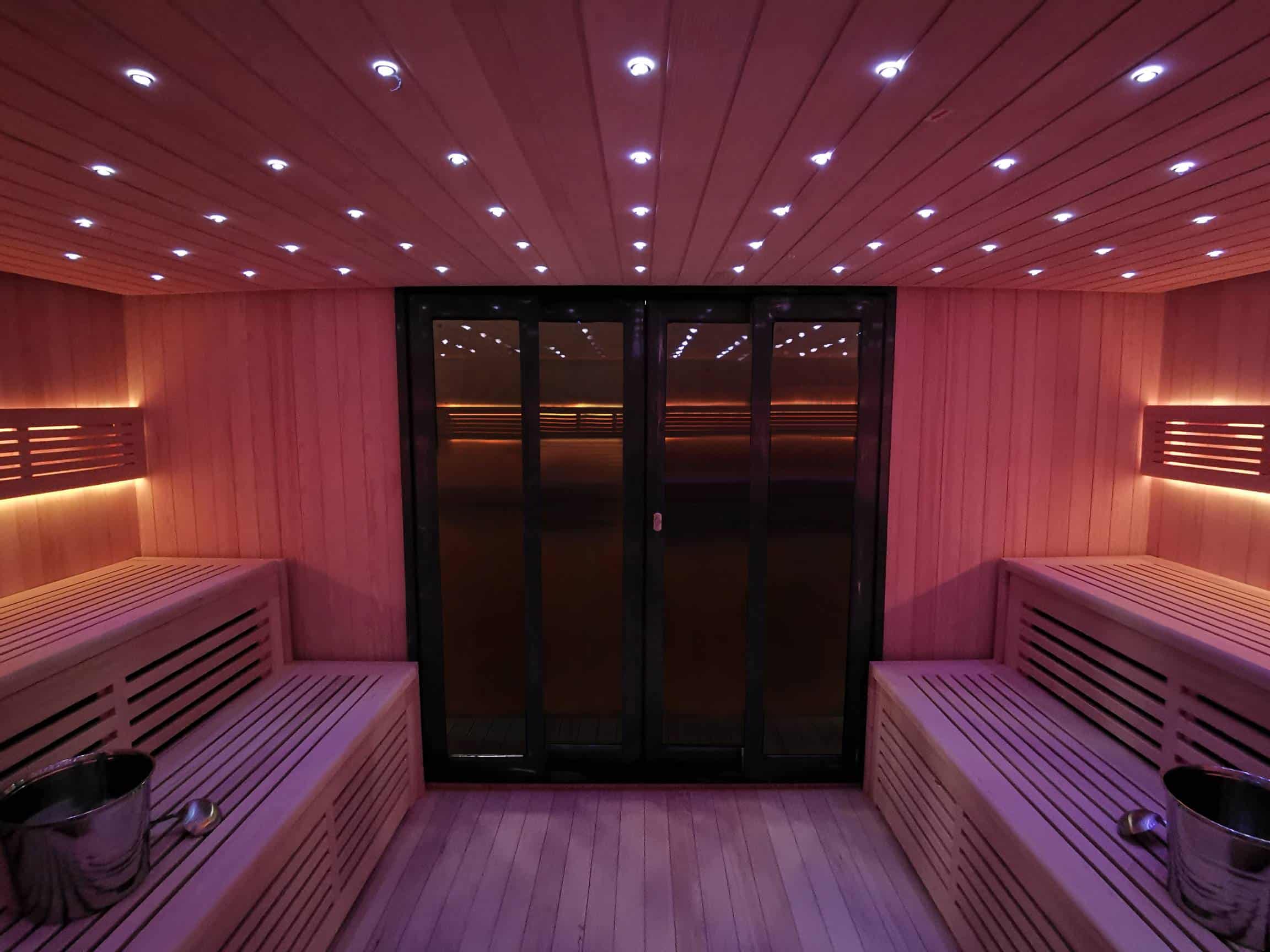 Gartensauna mit Bio-Kaminofen im Top-Design 4500mm x 3800mm – Bild 11