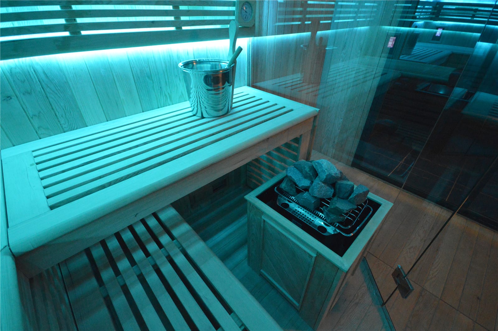 Gartenhaus mit Sauna mit Bio-Kombiofen im Top-Design 6300mm x 3300mm – Bild 11