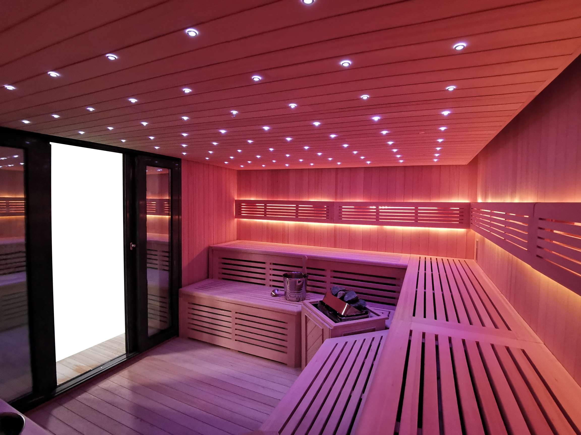 Gartensauna mit Bio-Kaminofen im Top-Design 4500mm x 3800mm – Bild 12