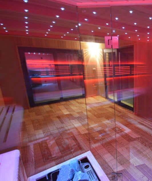 Gartensauna mit Bio-Kaminofen im Top-Design 3300mm x 3300mm – Bild 15