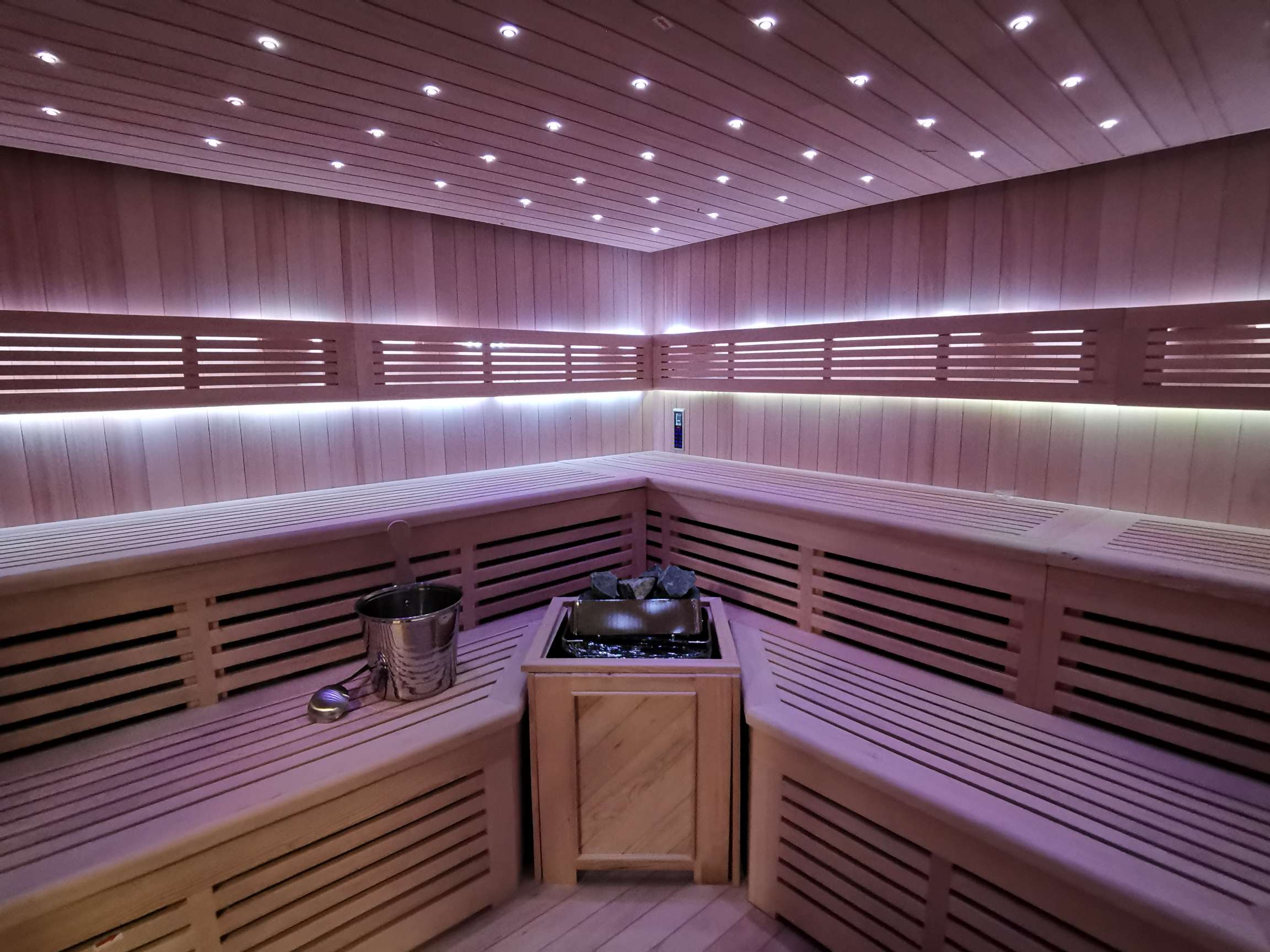 Gartensauna mit Bio-Kaminofen im Top-Design 4500mm x 3800mm – Bild 17