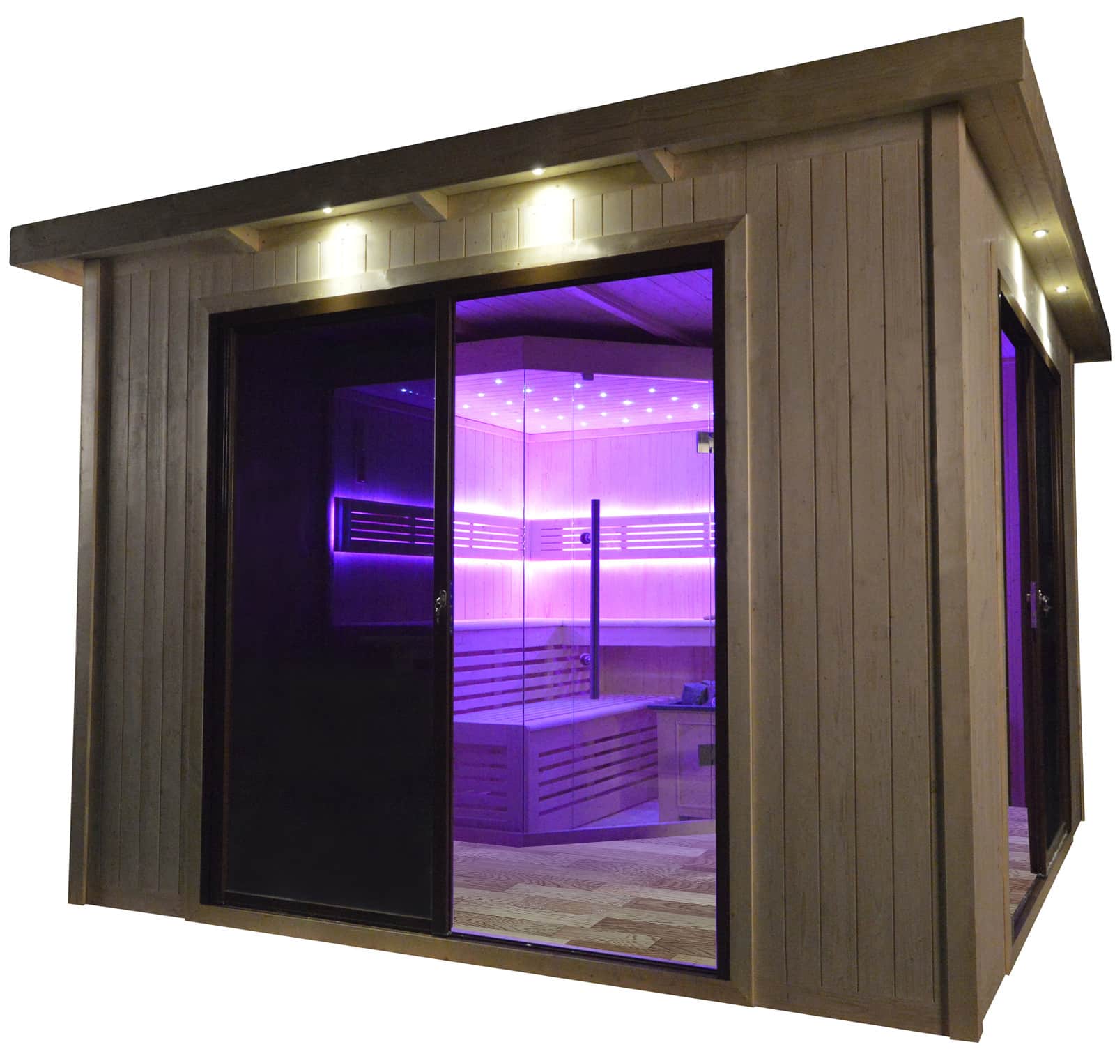 Gartensauna mit Bio-Kaminofen im Top-Design 3300mm x 3300mm – Bild 2