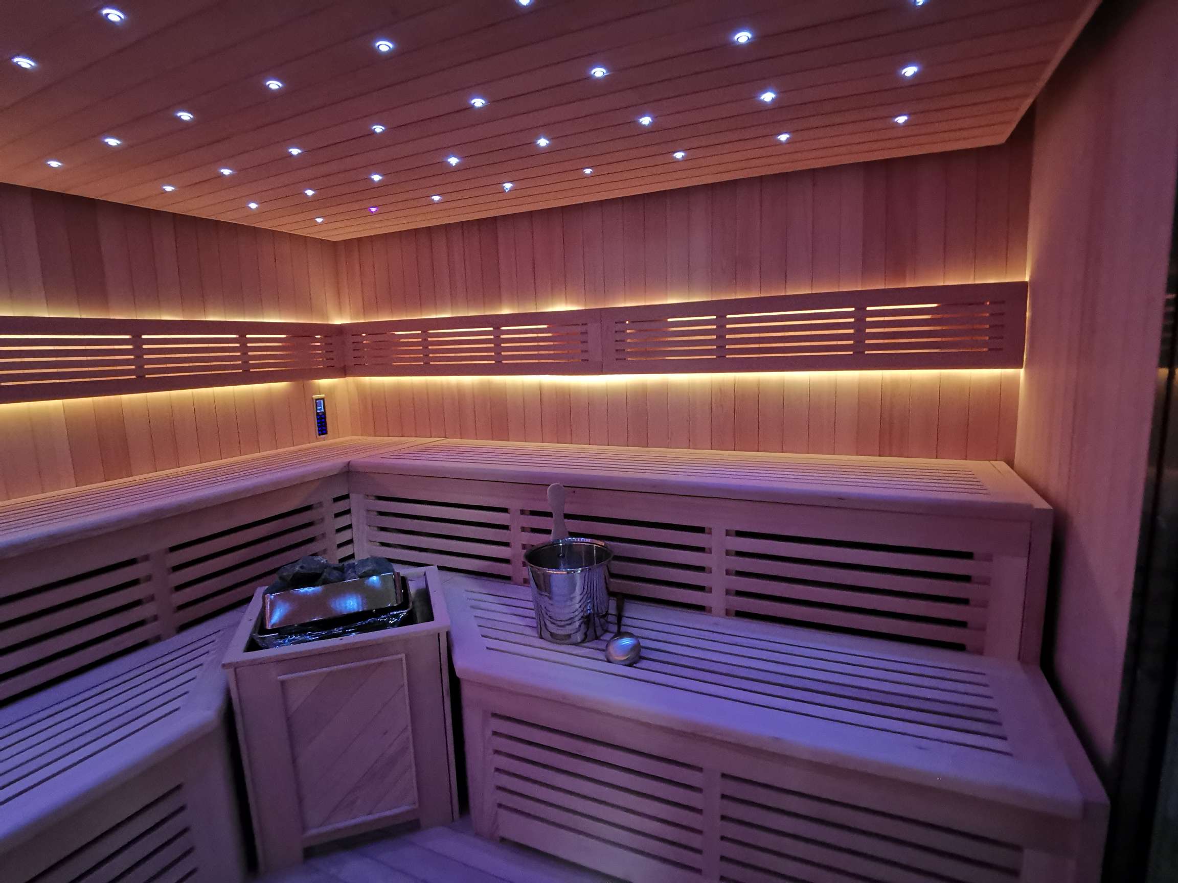 Gartensauna mit Bio-Kaminofen im Top-Design 4500mm x 3800mm – Bild 20