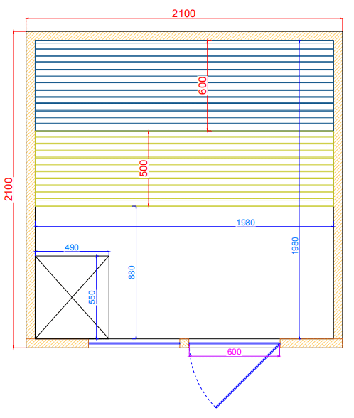 Gartensauna mit Bio-Kombiofen im Top-Design 2100mm x 2100mm – Bild 3