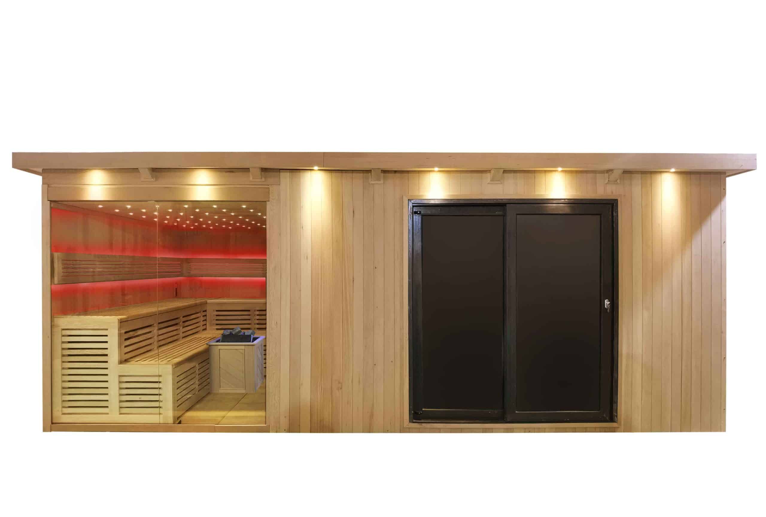 Gartensauna mit Bio-Kaminofen im Top-Design 6300mm x 3300mm – Bild 3