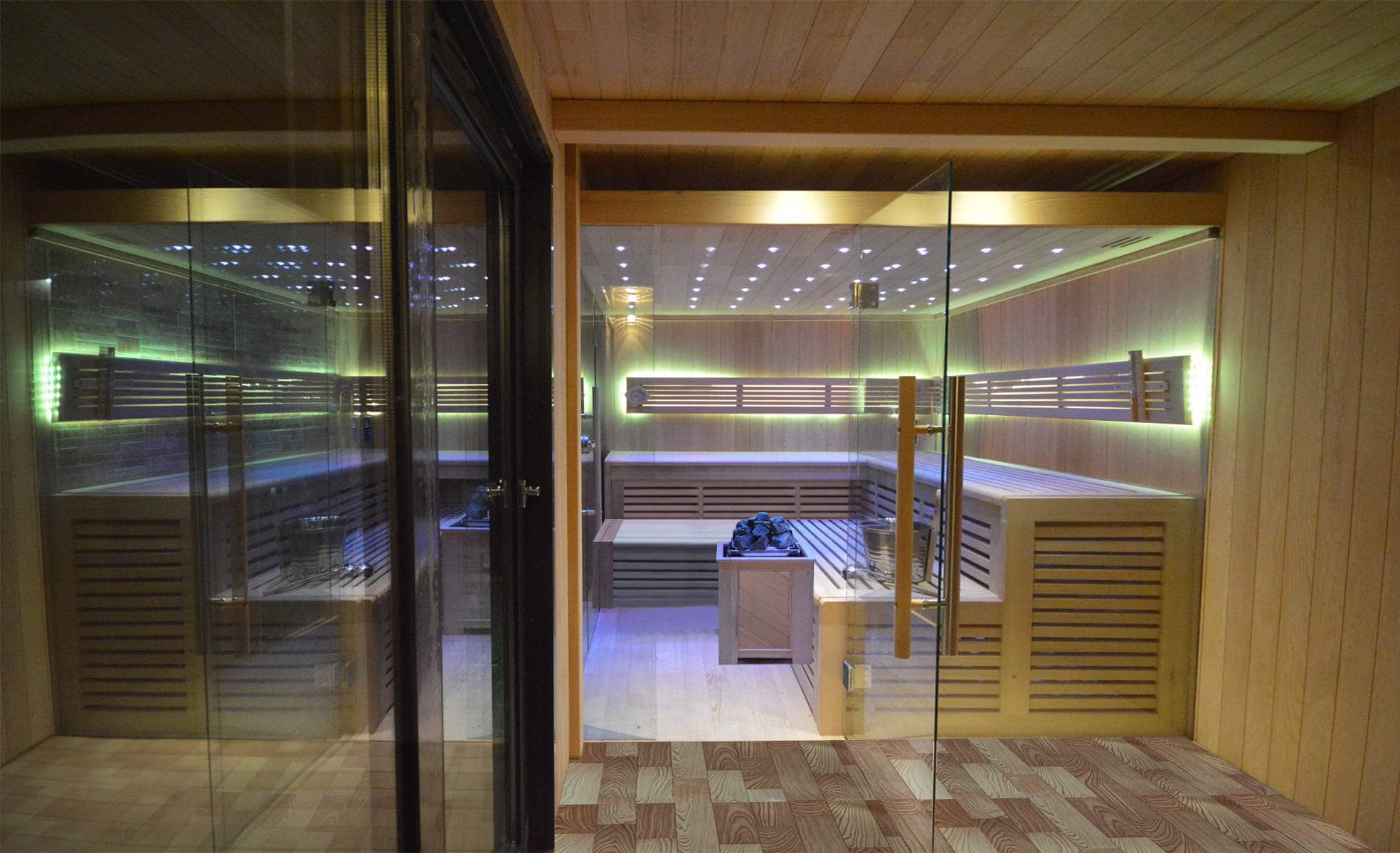 Gartensauna mit Bio-Kaminofen im Top-Design 6300mm x 3300mm – Bild 4