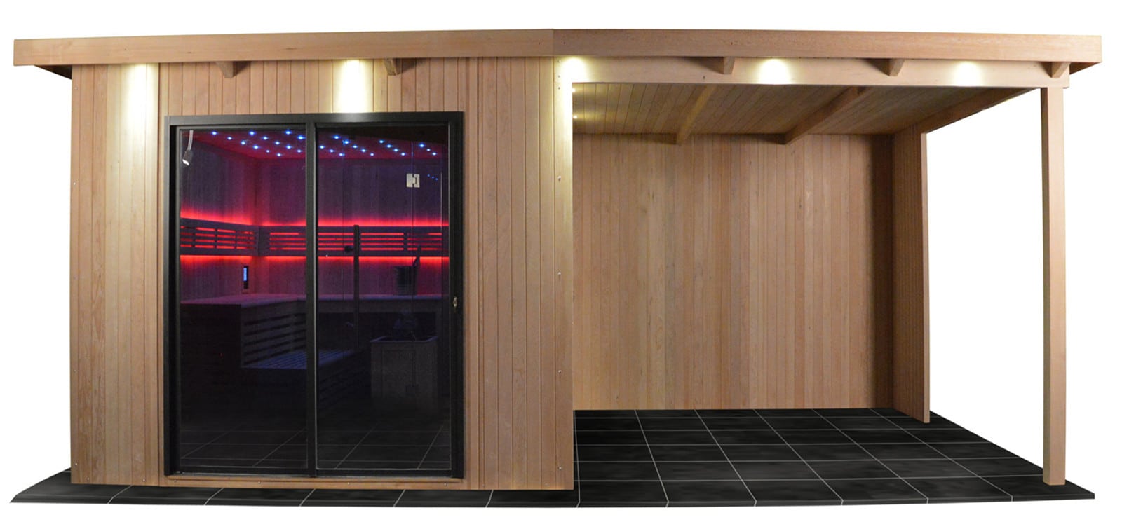 Gartenhaus mit Sauna mit Bio-Kombiofen im Top-Design 6300mm x 3300mm – Bild 5