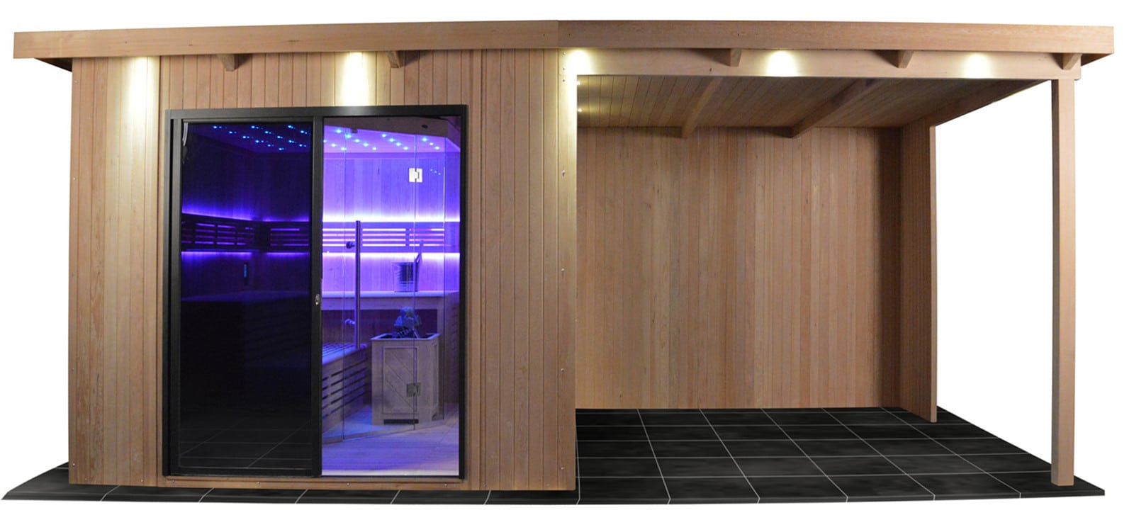 Gartenhaus mit Sauna mit Bio-Kombiofen im Top-Design 6300mm x 3300mm – Bild 6