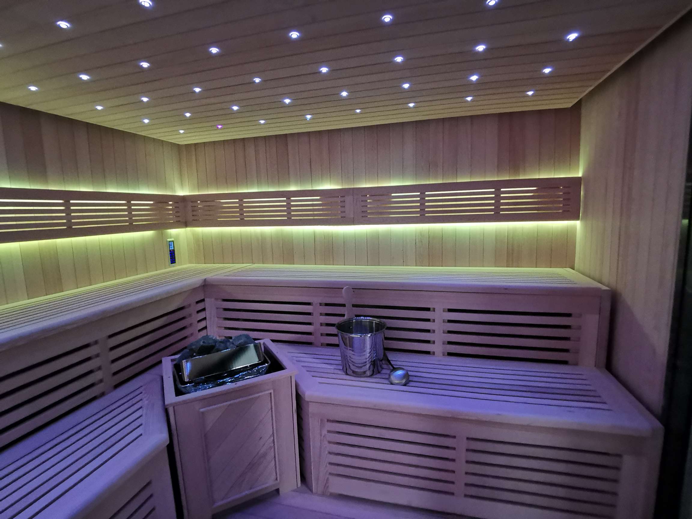 Gartensauna mit Bio-Kaminofen im Top-Design 4500mm x 3800mm – Bild 8