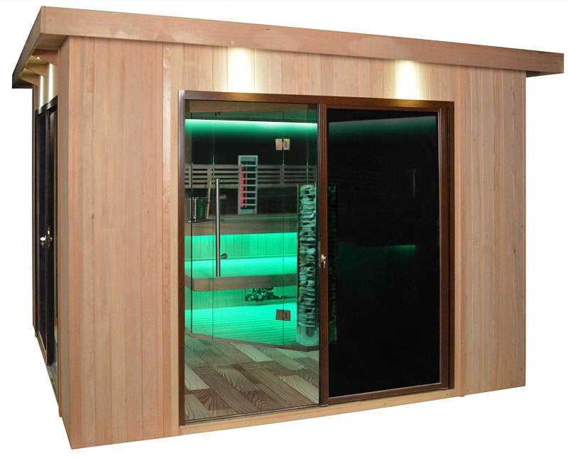 Infrarot Gartensauna mit Steintowerofen im Top-Design 3300mm x 3300mm – Bild 2