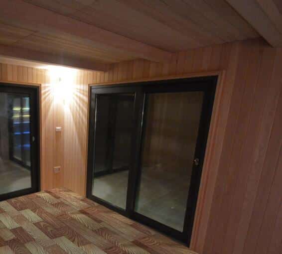 Infrarot Gartensauna mit Steintowerofen im Top-Design 3300mm x 3300mm – Bild 3