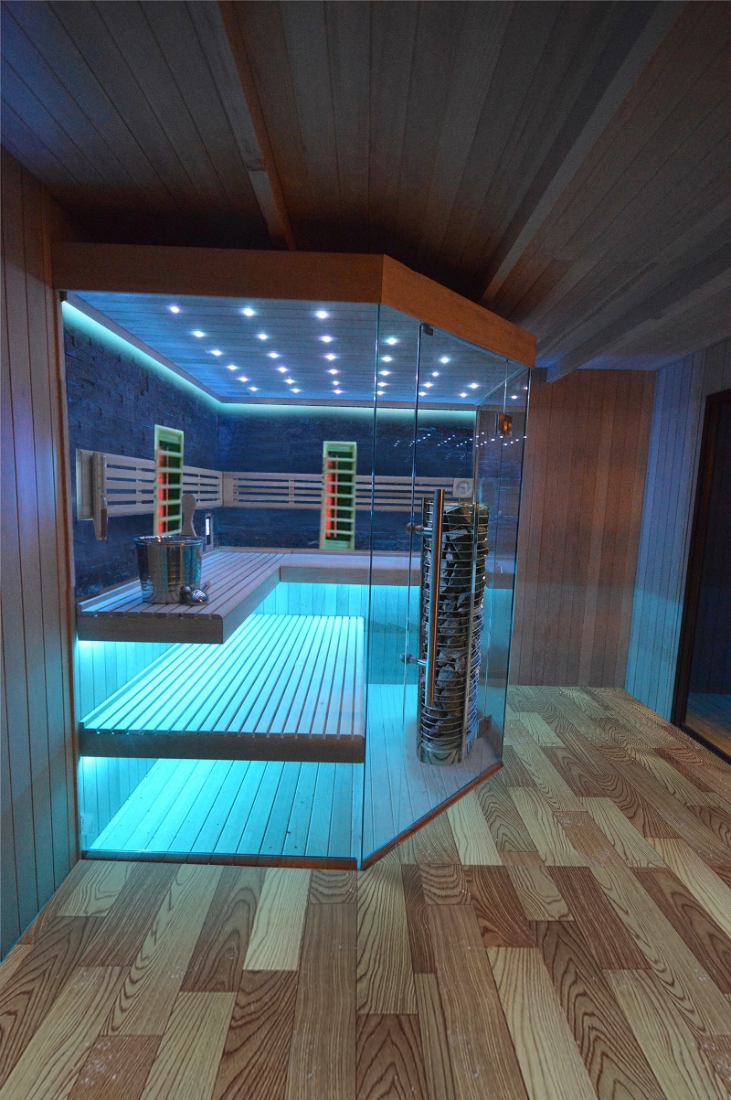 Gartensauna mit Bio-Kaminofen im Top-Design 3300mm x 3300mm – Bild 10